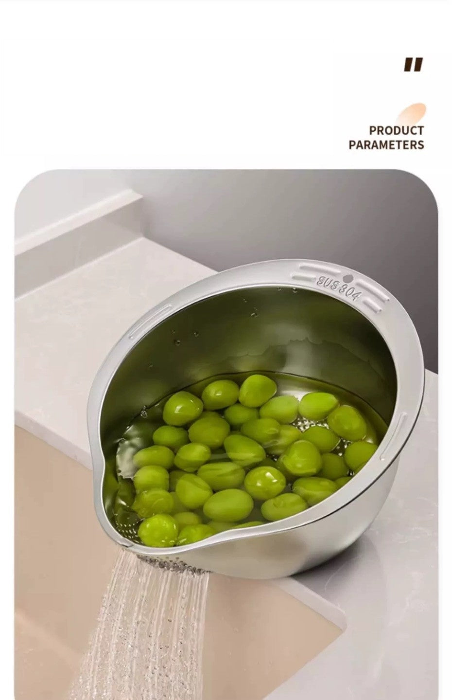 T00005 - 316 Stainless Steel Multi-Function Kitchen Drip Vegetable Washing Basket