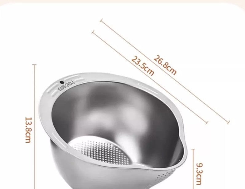 T00005 - 316 Stainless Steel Multi-Function Kitchen Drip Vegetable Washing Basket