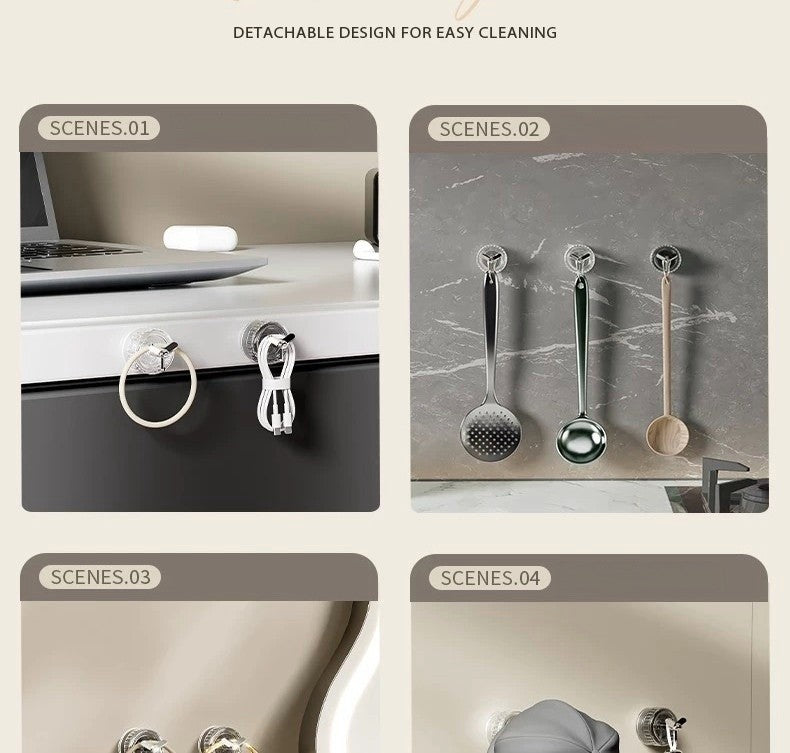 Rotating Suction Cup Hook （with Plug Holder） (4 pcs)