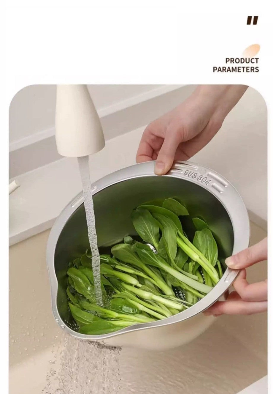T00005 - 316 Stainless Steel Multi-Function Kitchen Drip Vegetable Washing Basket