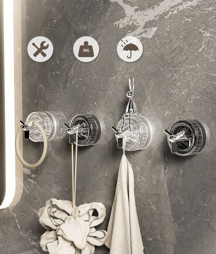 Rotating Suction Cup Hook （with Plug Holder） (4 pcs)